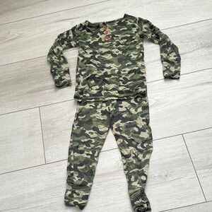 Posh Peanut Bamboo Camouflage Pajama Set with wooden buttons